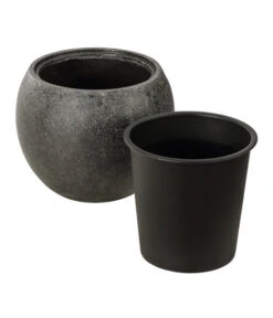 Dehner Polystone-Topf Kapstadt, Rund, Grau -Gartenbedarf Angebote 3207990 3208022 WE DE 002 DehnerPolystoneTopfbauchiggrau