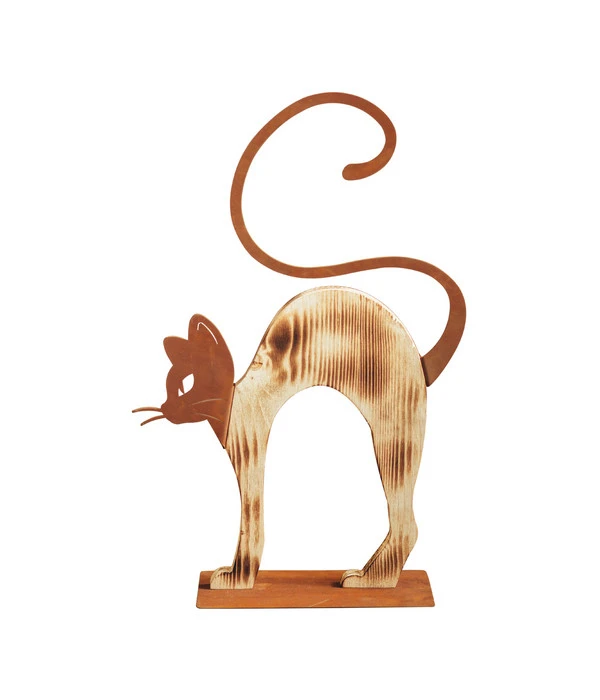 Ferrum Buckelnde Holz-Katze Mit Metall-Applikationen, Ca. B32/H51 Cm 3 Ferrum Buckelnde Holz-Katze Mit Metall-Applikationen, Ca. B32/H51 Cm
