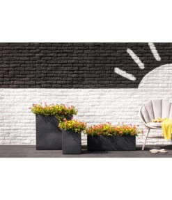 Dehner Kunststoff-Blumenkübel Palermo, Anthrazit -Gartenbedarf Angebote 3728110 3728151 3940756 WE MO 007 KunststoffBlumenkuebelKubusanthrazitBlumentopf