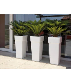 Kunststoff-Pflanzkübel Duo Quadro, 37 X 37 X 80 Cm -Gartenbedarf Angebote 4136974 WE MO 002 KunststoffVase37x80cmWeiss