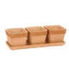 Degrea Terrakotta-Töpfchen Mit Untersetzer, Quadratisch, 3er-Set -Gartenbedarf Angebote 5351309 WE FS 001 TerrakottaToepfchenim3erSet