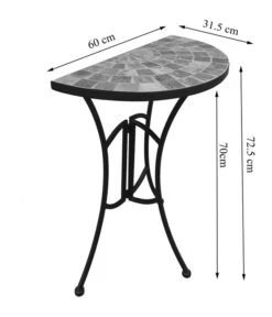 Dehner Mosaiktisch Grazia Halbrund, Ca. B60/H72,5/T31,5 Cm -Gartenbedarf Angebote 6875132 WE DE 001 TischhalbrundGraziaSkizze