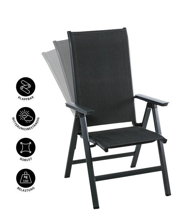 Dehner Klappsessel Cleveland, Dunkelgrau 7 Dehner Klappsessel Cleveland, Dunkelgrau – Bild 5