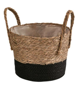 Dehner Seegras-Korb Rob, Rund, Braun/schwarz